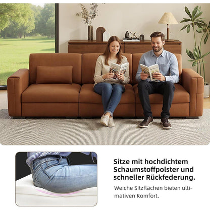 Bequemes 3-Sitzer Sofa Lederoptik 276cm – Wohnzimmer Couch