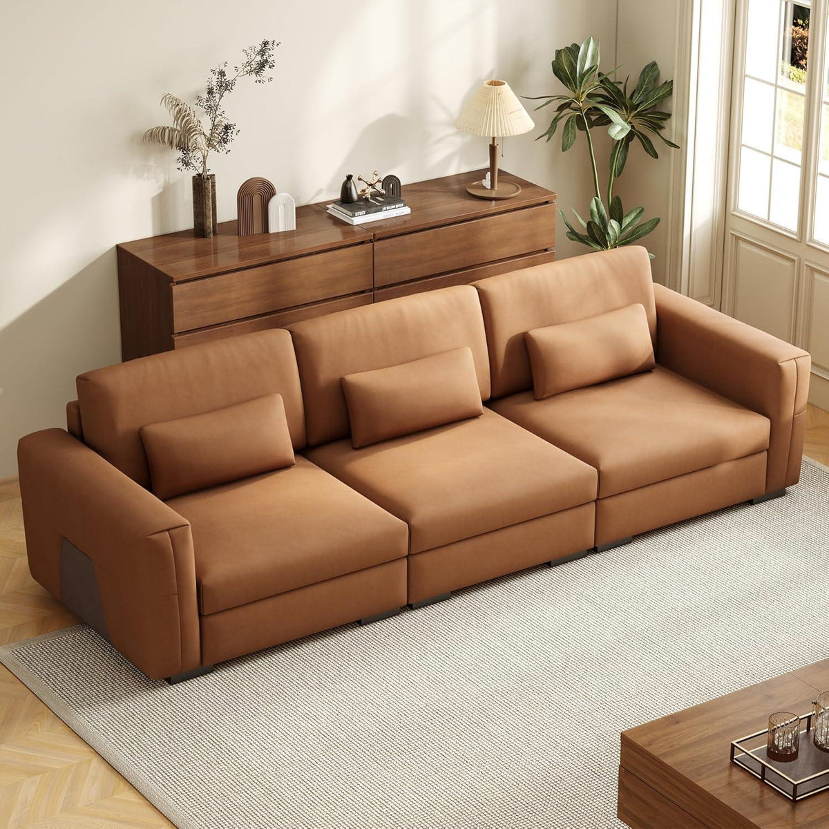 Bequemes 3-Sitzer Sofa Lederoptik 276cm – Wohnzimmer Couch