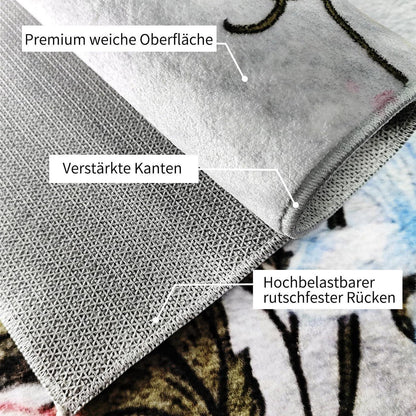 Waschbarer Kurzflor Teppich 180x280cm Schmetterlingsblumen Grau