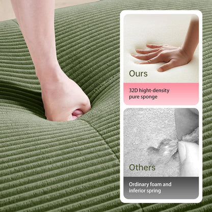 Modulares 3-Sitzer Cord Sofa mit Ottomane – Grün