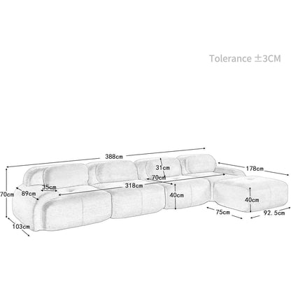 Modulares Cord Sofa 4-Sitzer mit Ottomane – Grau