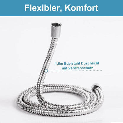 OFFO Duschset mit 3 Strahlarten & verstellbarer Duschstange