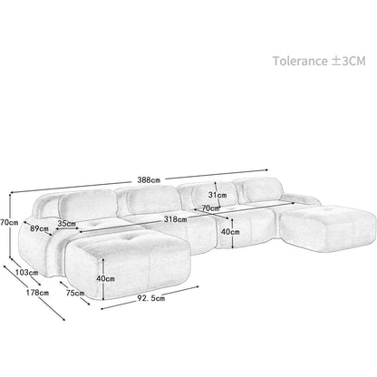 Modulares Cord Sofa 4-Sitzer mit Ottomane – Beige