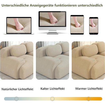 Modulares Cord Sofa 4-Sitzer mit Ottomane – Beige