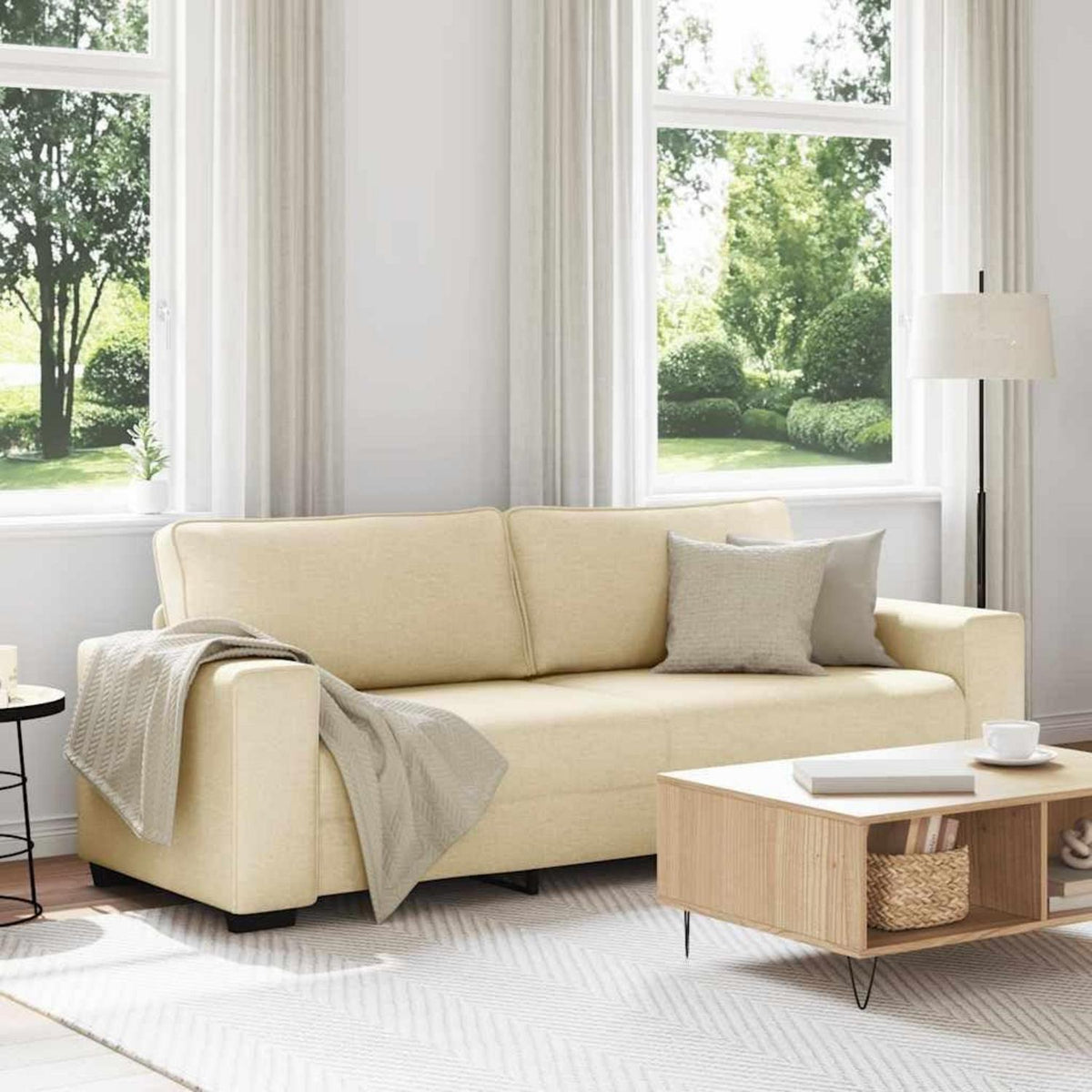 Bequemes 3-Sitzer Sofa im Modern-Stil, Creme 180cm