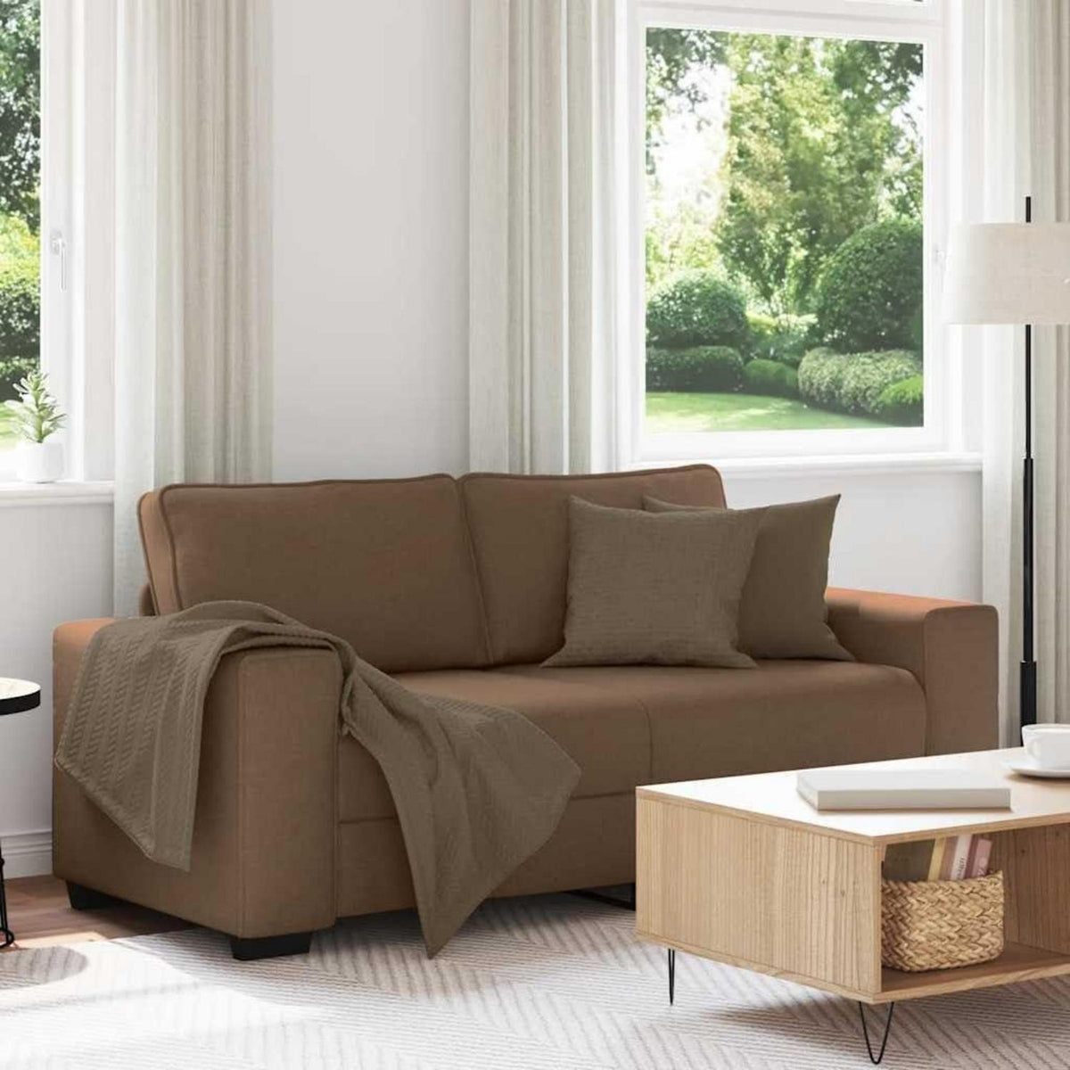 Modernes Sofa mit extra tiefen Sitzen, Braun 140cm