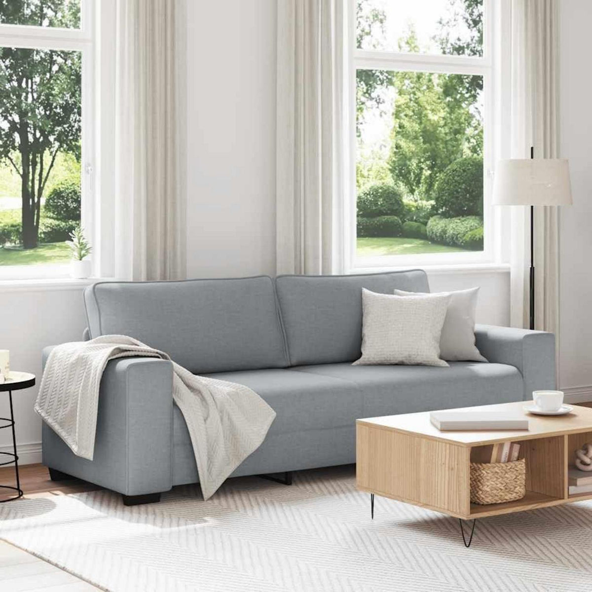 Schlafsessel Bettsofa 3-Sitzer Hellgrau 180 cm