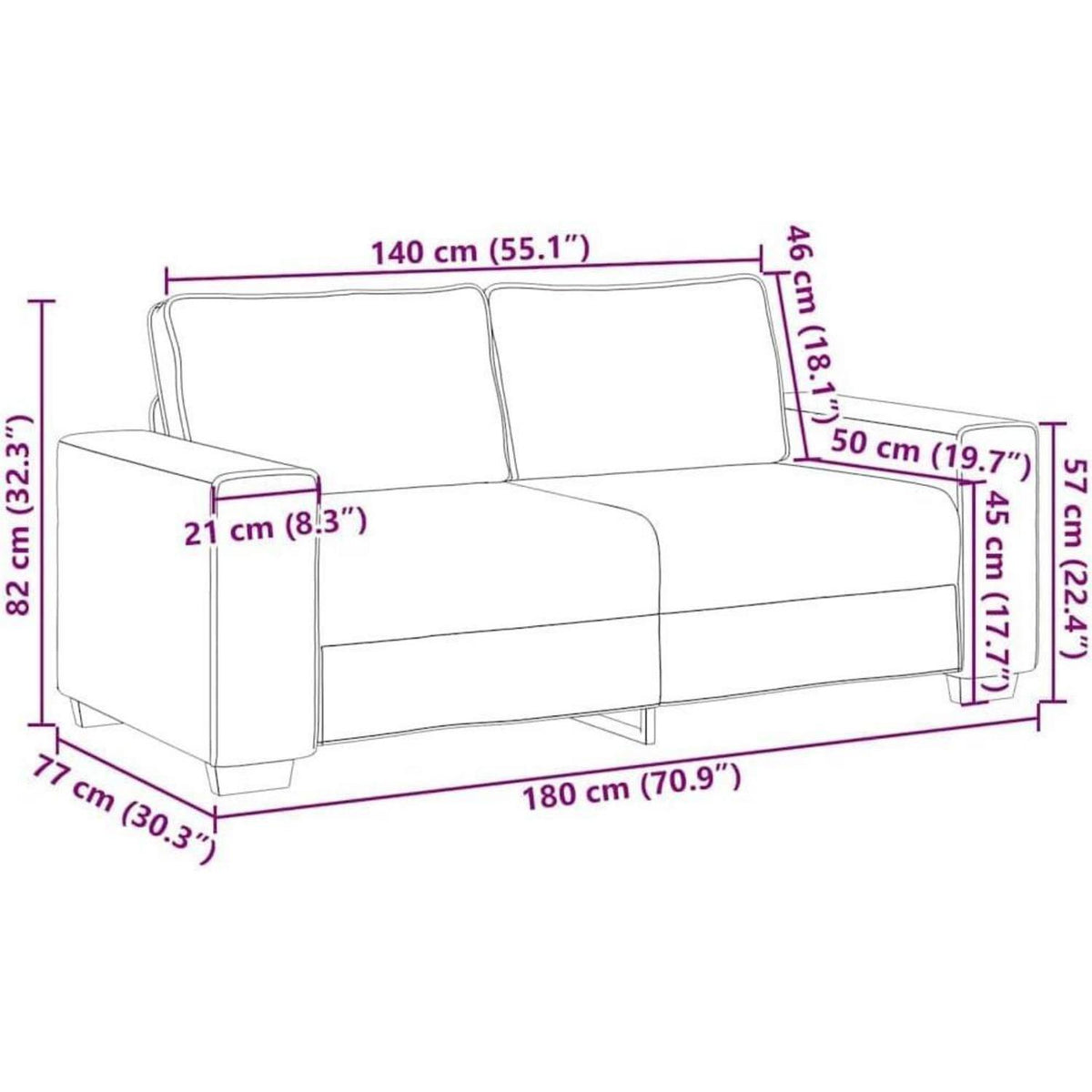 2-Sitzer Schlafsofa Schwarz – Bequemes Klappsofa für Wohnzimmer