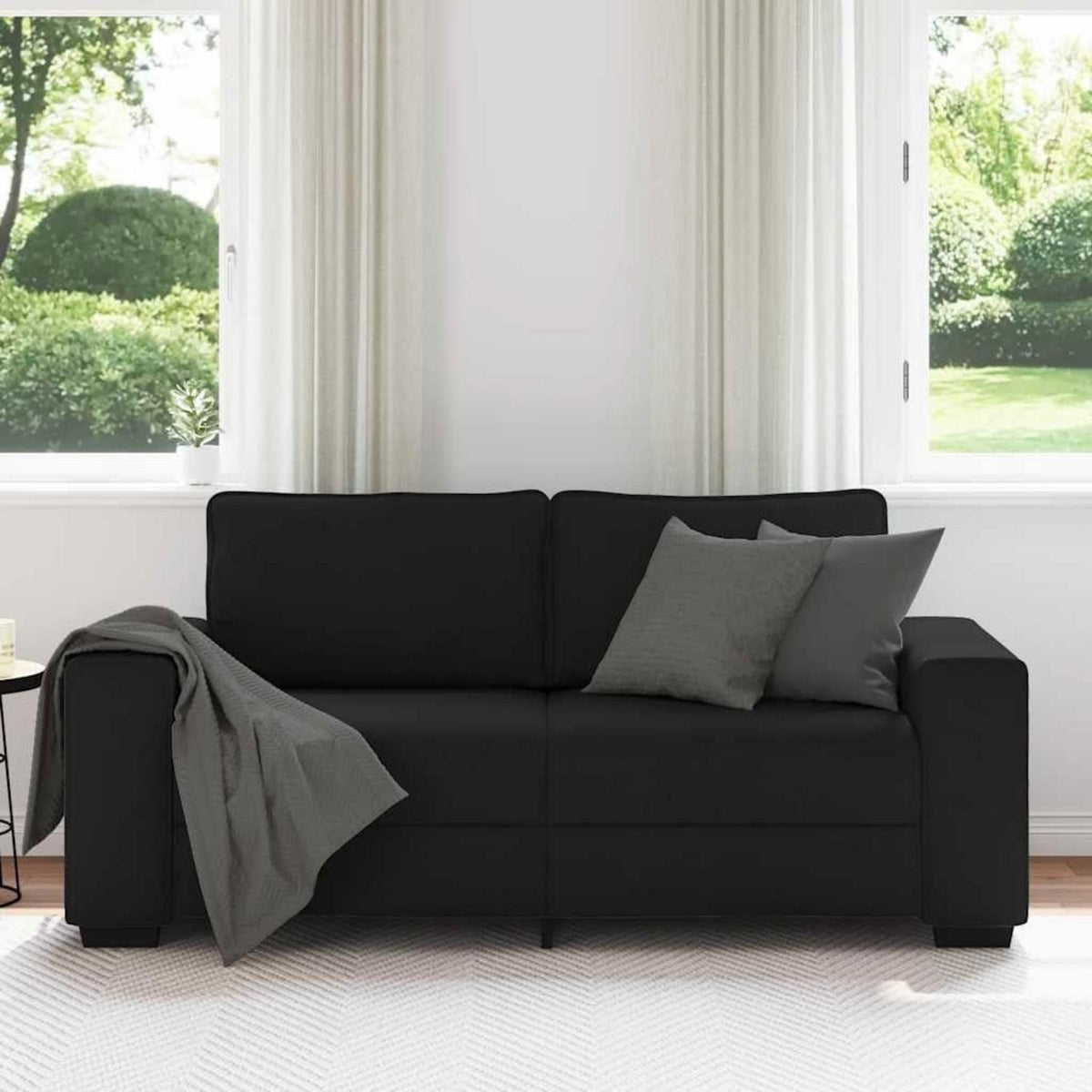 2-Sitzer Schlafsofa Schwarz – Bequemes Klappsofa für Wohnzimmer