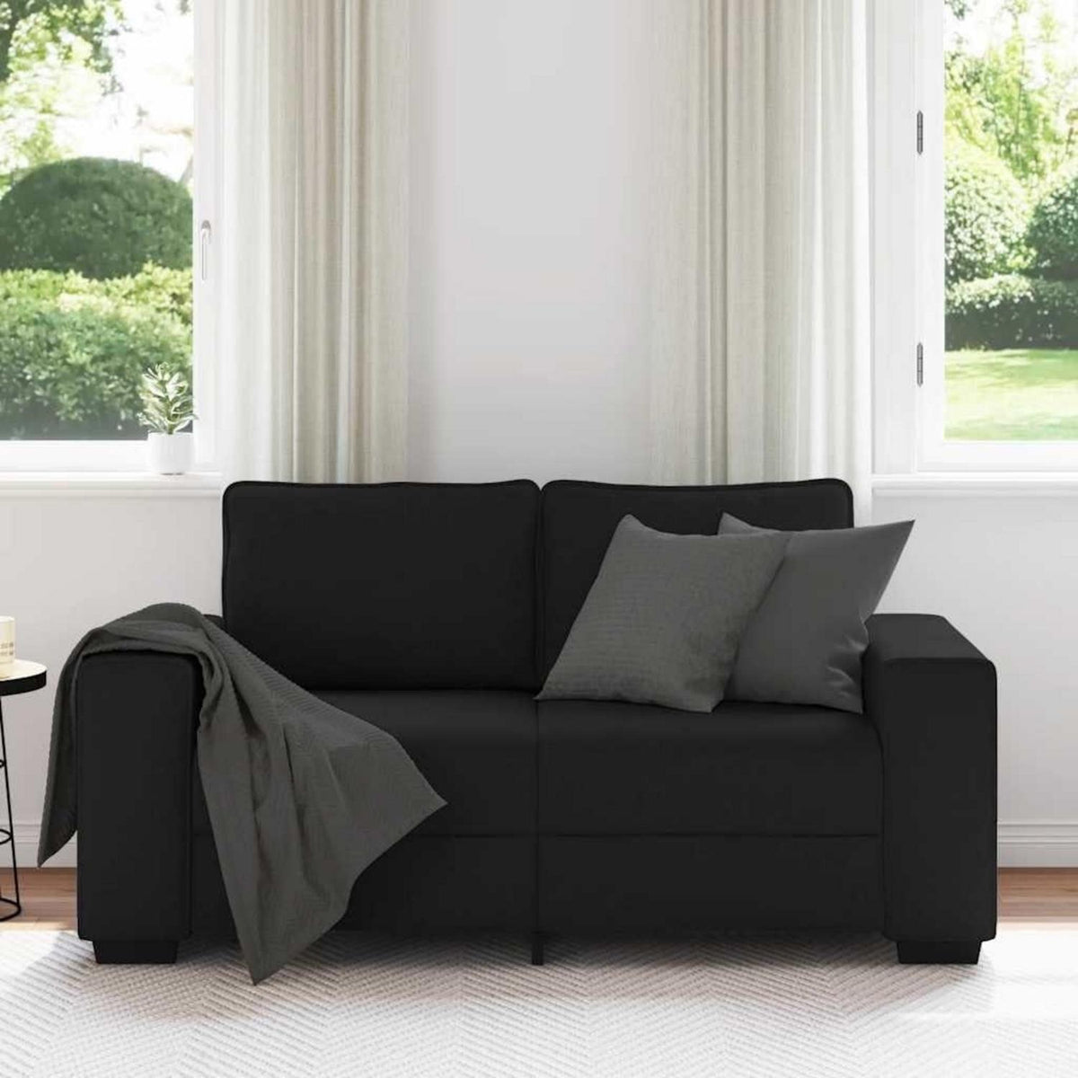 Schlafsofa Bettsofa 2-Sitzer Schwarz – Bequem & Vielseitig