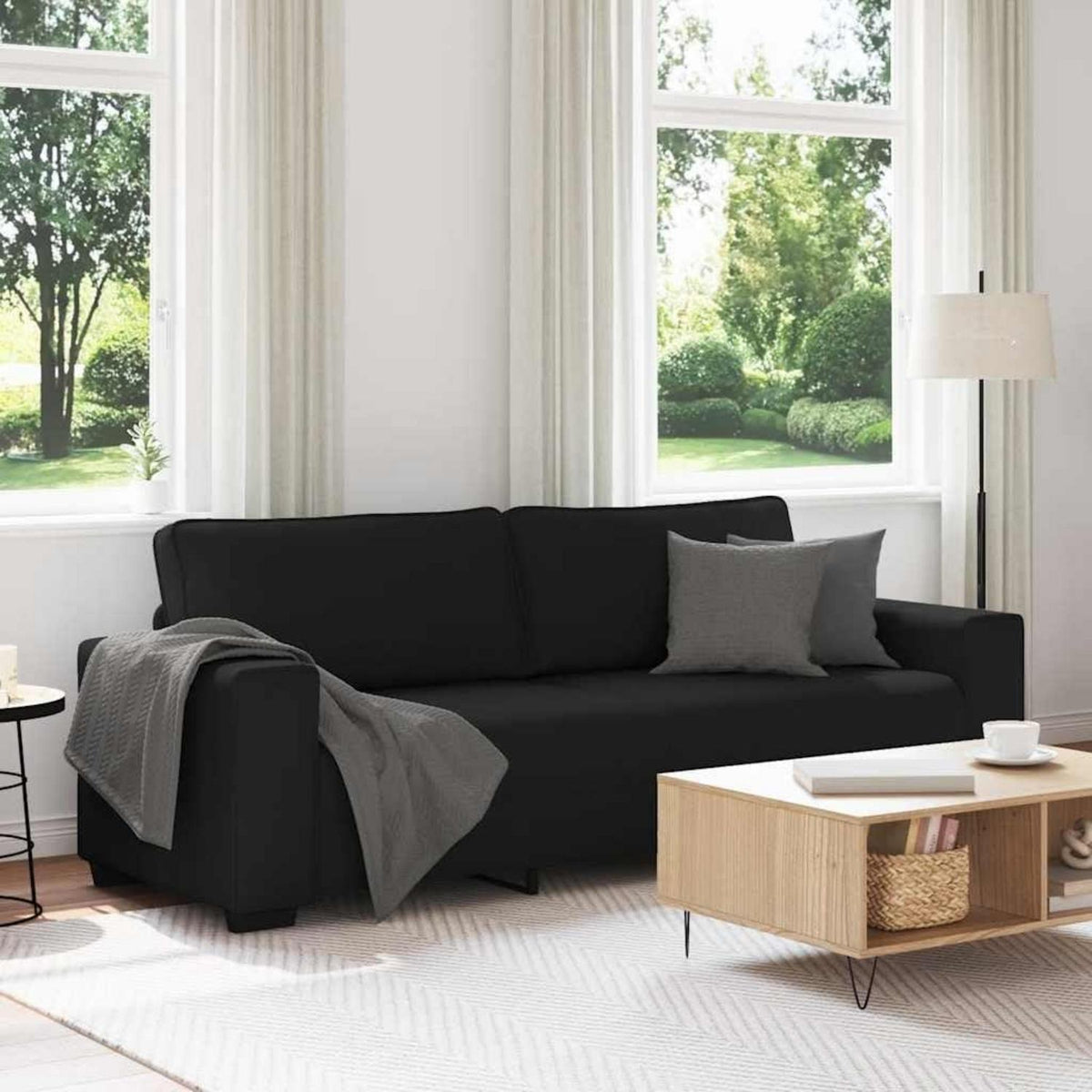 Schlafsofa 3-Sitzer Schwarz – Bequemes Klappsofa für Wohnzimmer