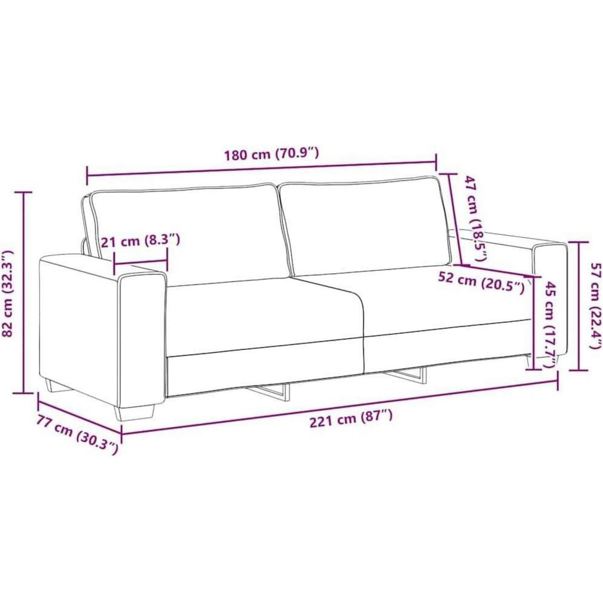 Schlafsofa 3-Sitzer Schwarz – Bequemes Klappsofa für Wohnzimmer