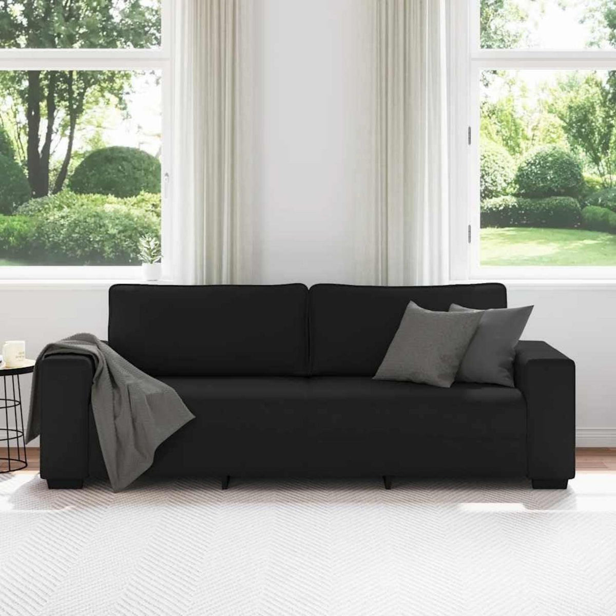 Schlafsofa 3-Sitzer Schwarz – Bequemes Klappsofa für Wohnzimmer
