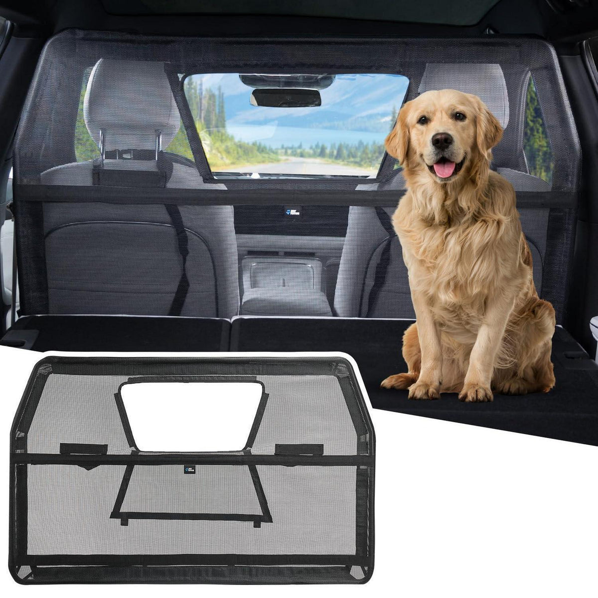 Hundegitter Auto mit Sichtfenster – Trennnetz für Rücksitze