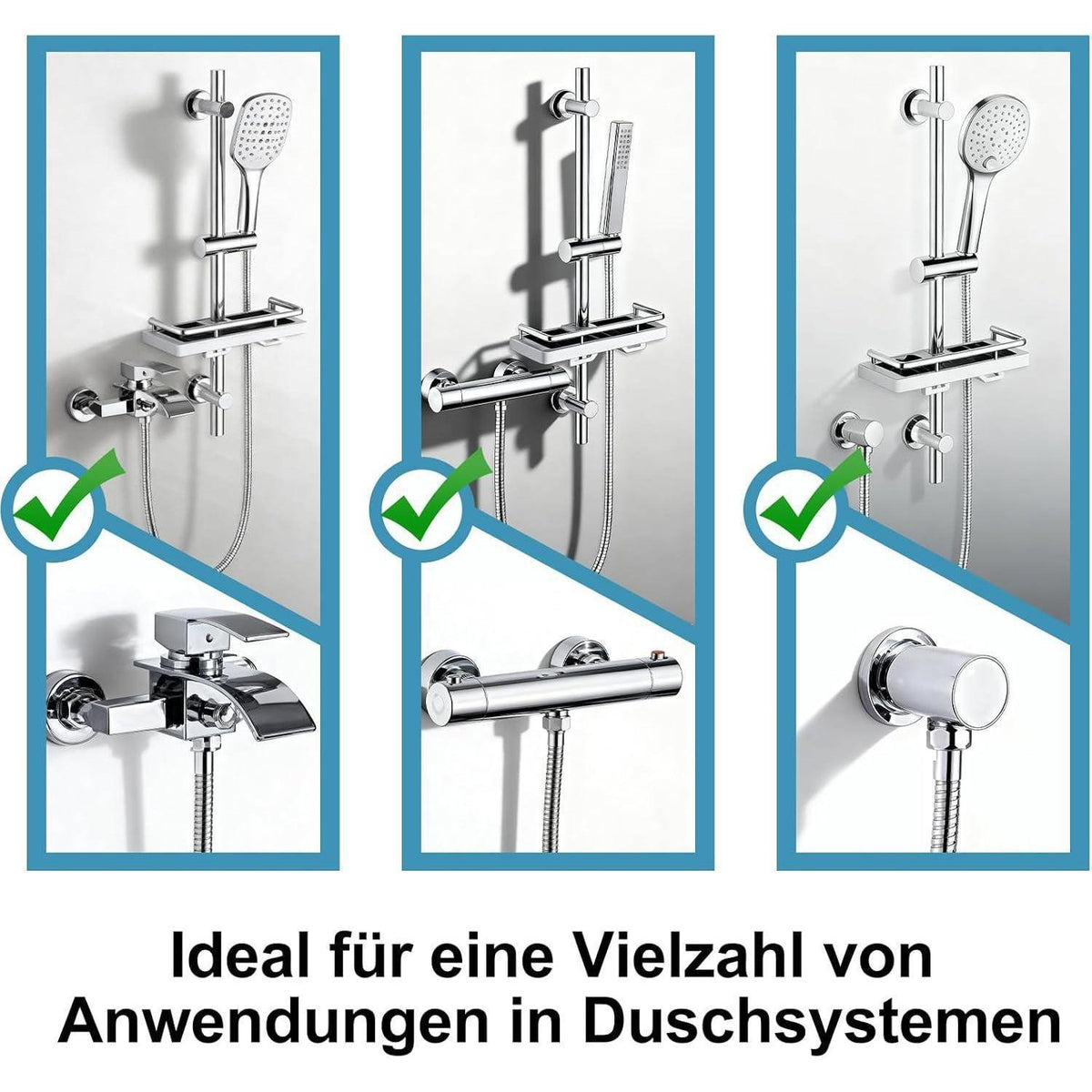 OFFO Duschset Chrom – 3 Strahlarten & Verstellbare Höhe