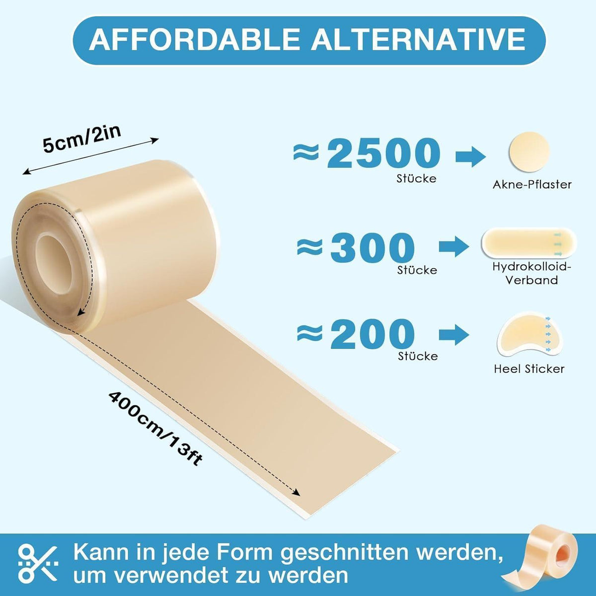 Hydrokolloid Pflaster Rolle wasserfest – 5cm x 4m