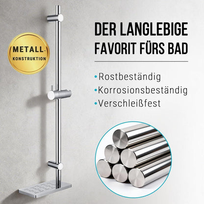 Verstellbare Duschstange 70cm Chrom mit Ablage & höhenverstellbarem Gleiter