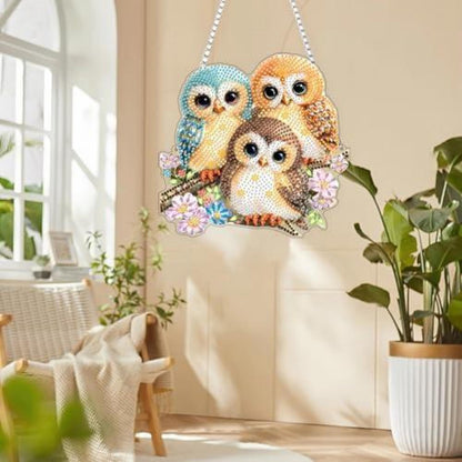 Diamantmalerei Eulen Fensterbild 5D Suncatcher Bausatz