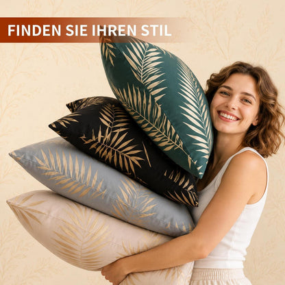 Mikrofaser Bettwäsche-Set 220x240 cm Beige Blätter-Design