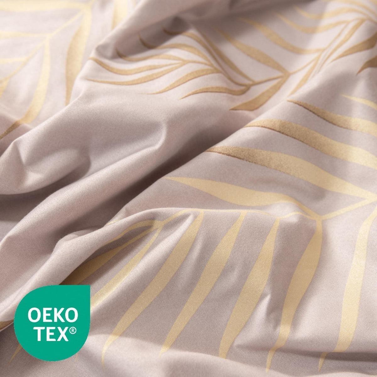 Mikrofaser Bettwäsche-Set 220x240 cm Beige Blätter-Design