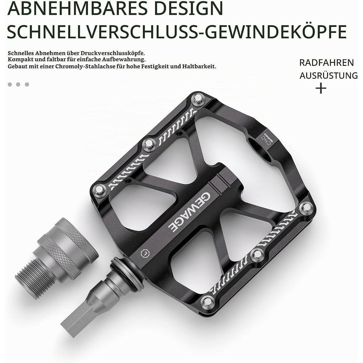 Schnellwechsel-Fahrradpedal 9/16 Zoll – CNC Aluminium mit Anti-Rutsch-Stiften