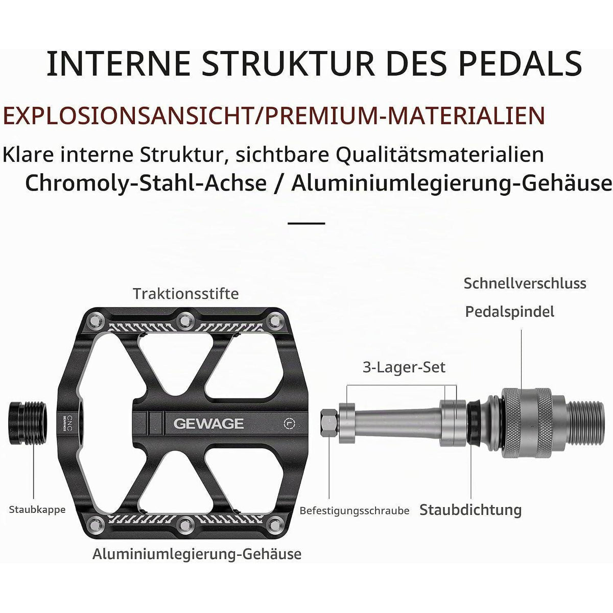 Schnellwechsel-Fahrradpedal 9/16 Zoll – CNC Aluminium mit Anti-Rutsch-Stiften