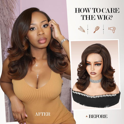 WIGNEE Body Wave Perücke Braun Gemischt 4/30, 16 Zoll