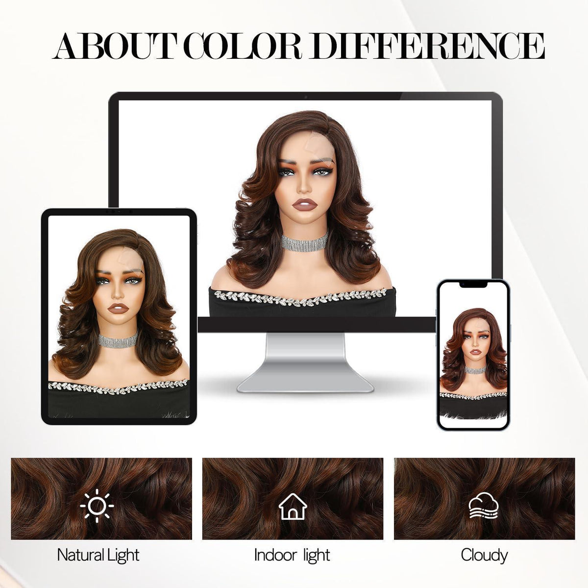 WIGNEE Body Wave Perücke Braun Gemischt 4/30, 16 Zoll