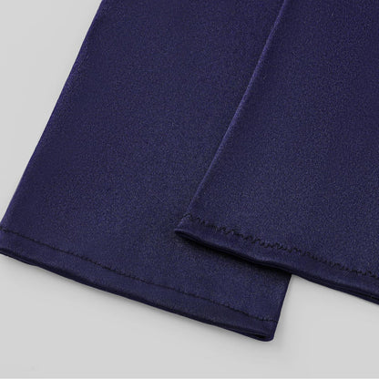 Lange Satinhandschuhe Damen Marineblau 70cm