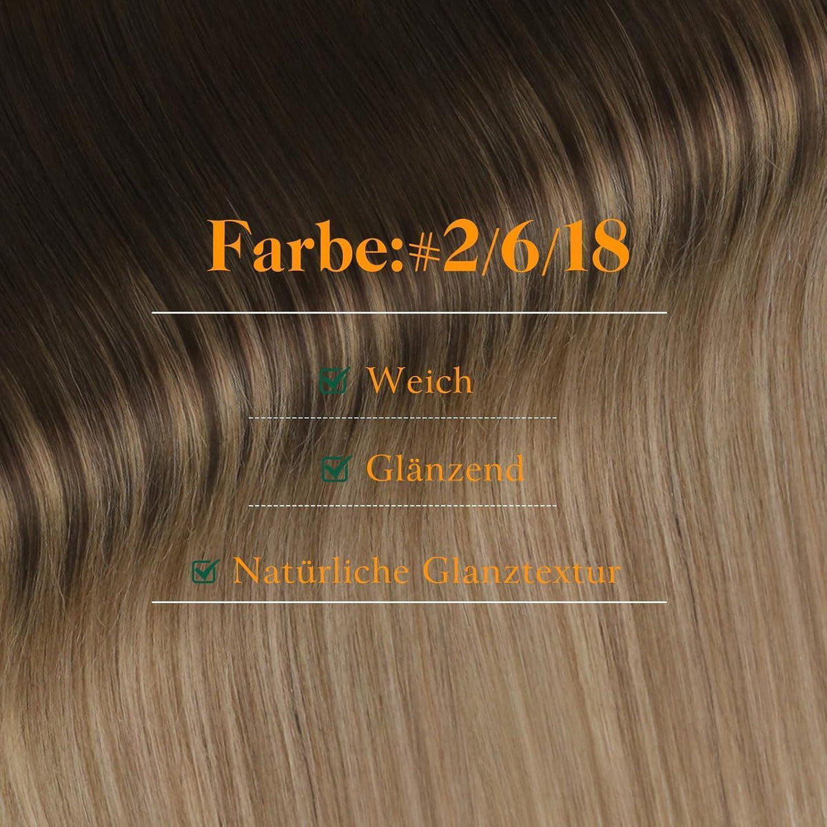 Echthaar Tape Extensions Braun Ombre 40cm - Natürliche Verlängerung