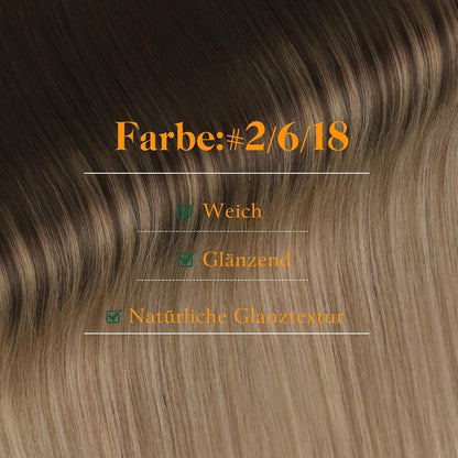 Echthaar Tape Extensions Braun Ombre 40cm - Natürliche Verlängerung
