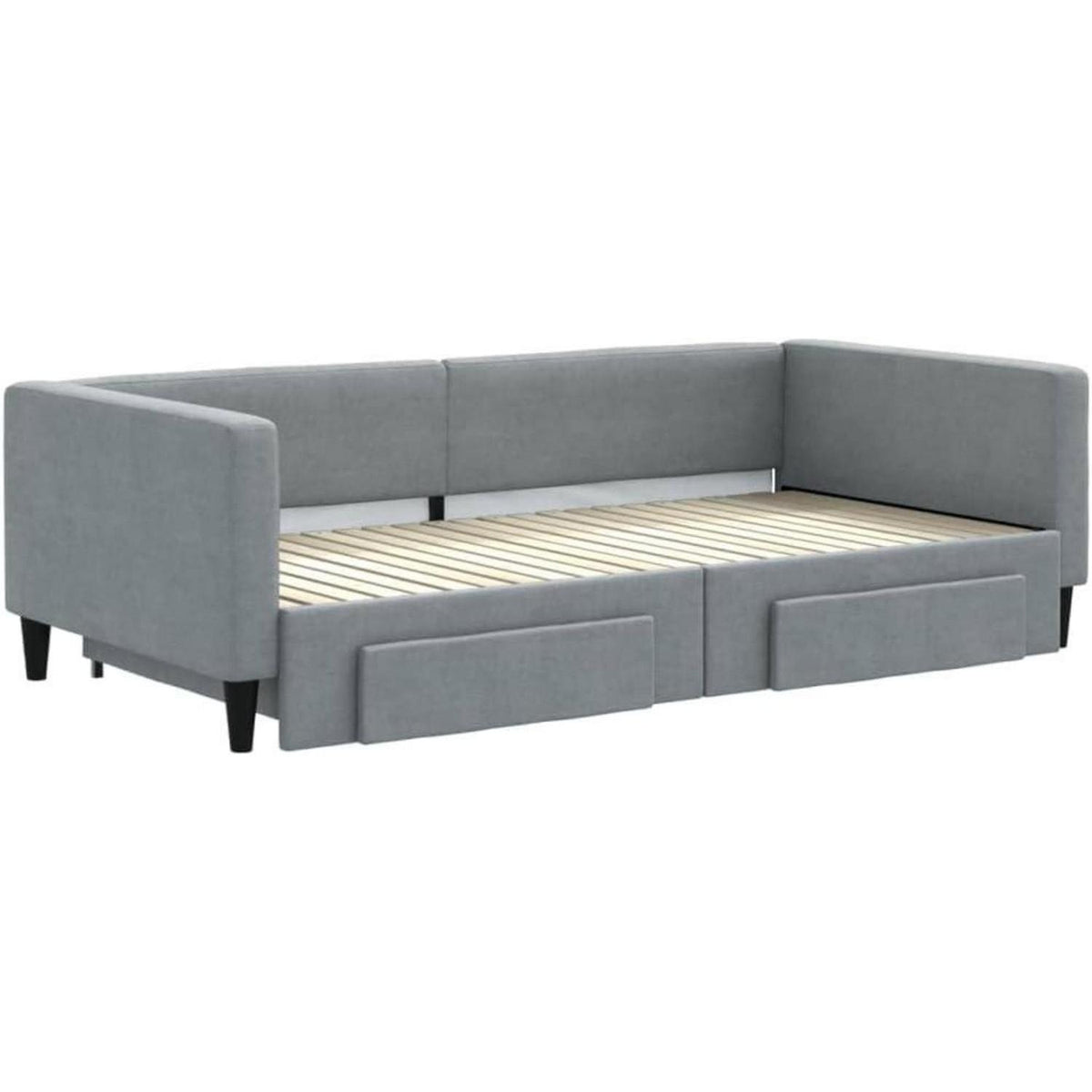 2-Sitzer Schlafsofa mit Bettkasten & Schublade – Hellgrau