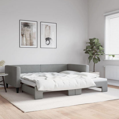 Schlafsofa 2-Sitzer, Ausziehbett mit Bettkasten, Hellgrau