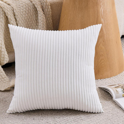 Kordsamt Kissenbezug 50x50 2er Set Weiß – Moderne Deko