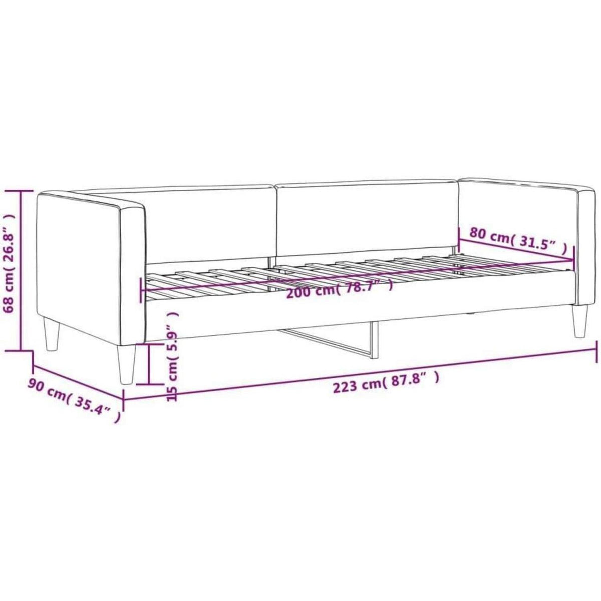 2-Sitzer Schlafsofa mit Stauraum & Bettfunktion, 80x200 cm