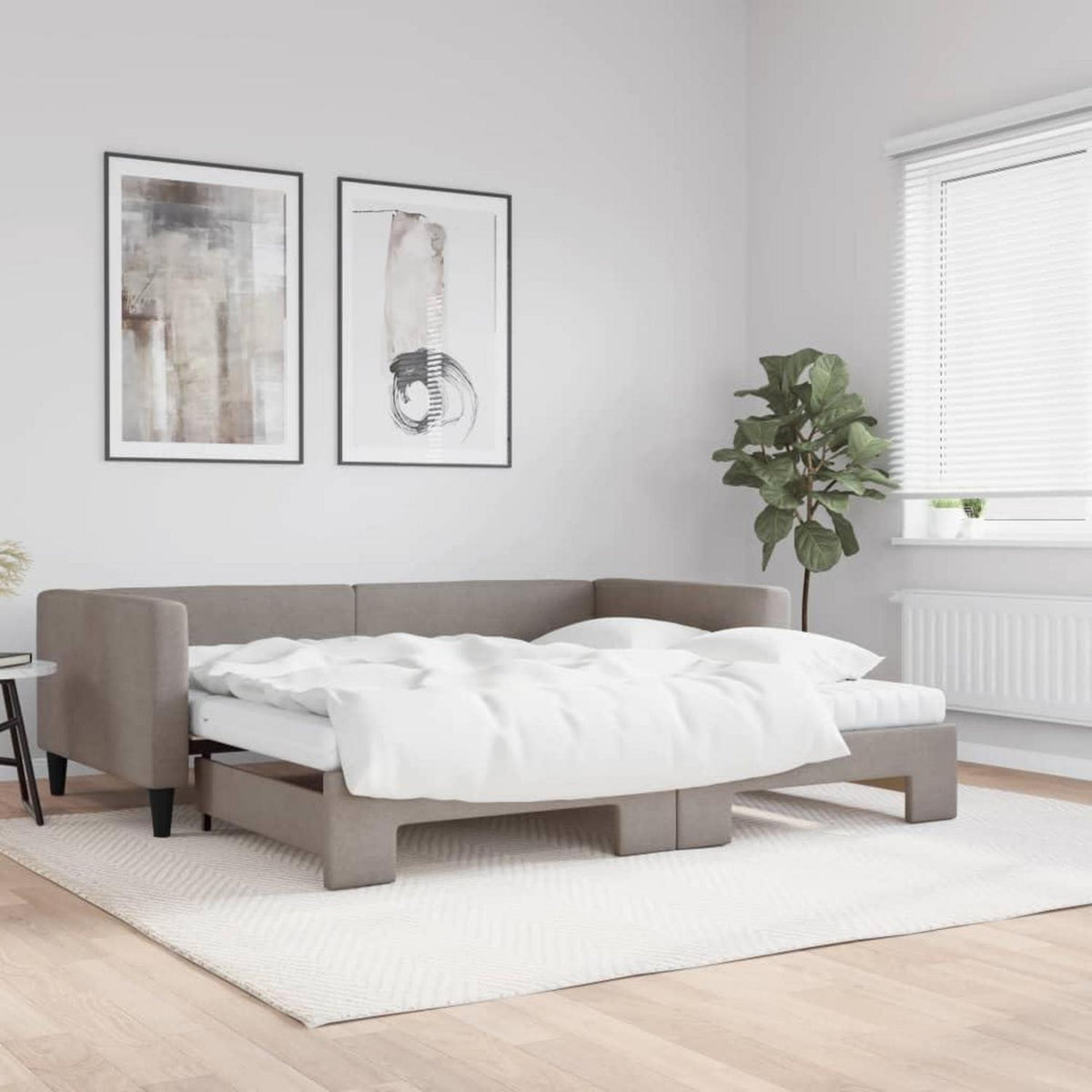 2-Sitzer Schlafsofa mit Bettkasten & Matratze Taupe 100x200 cm
