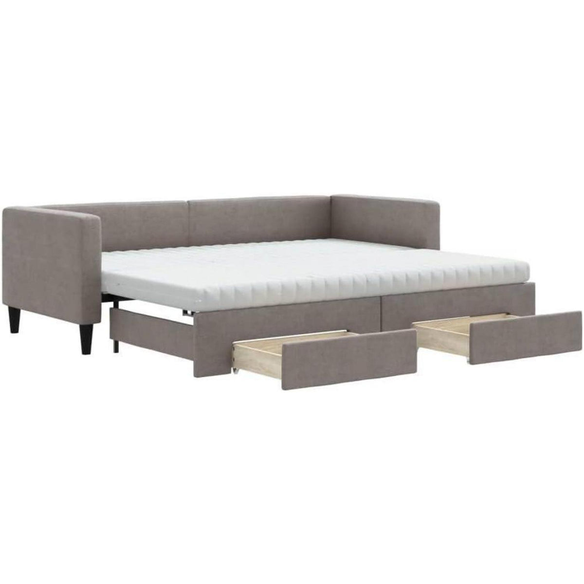 2-Sitzer Schlafsofa mit Bettkasten & Schublade, Taupe 80x200 cm