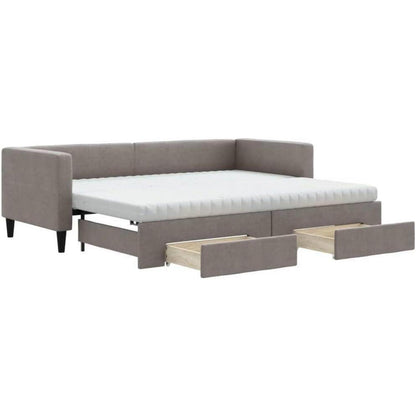 2-Sitzer Schlafsofa mit Bettkasten & Schublade, Taupe 80x200 cm