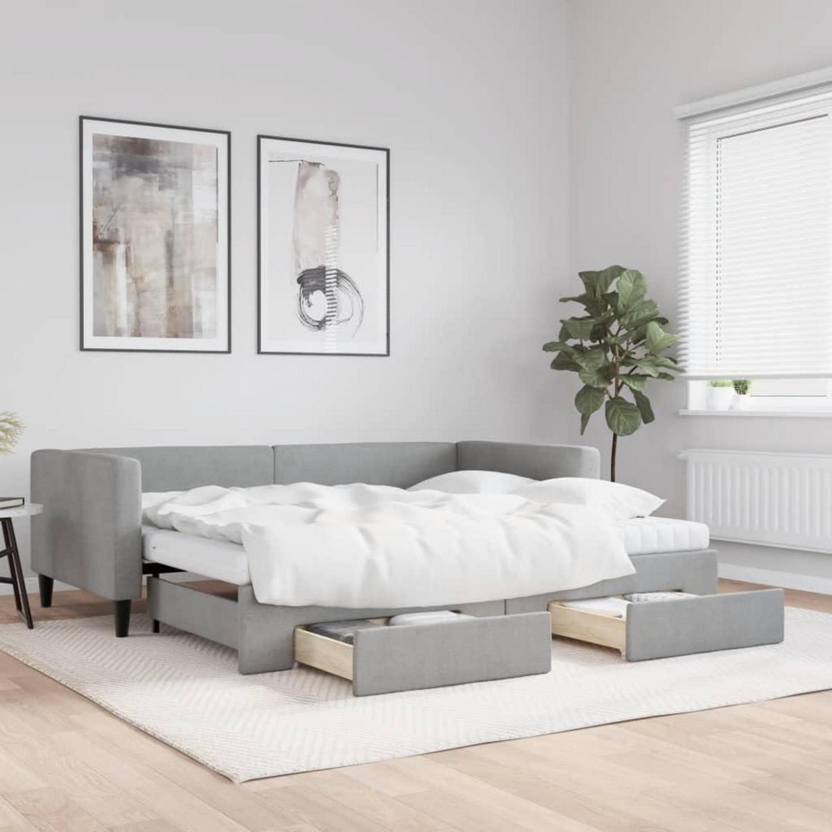 2-Sitzer Sofabett mit Bettkasten & Schublade, 90x200 cm