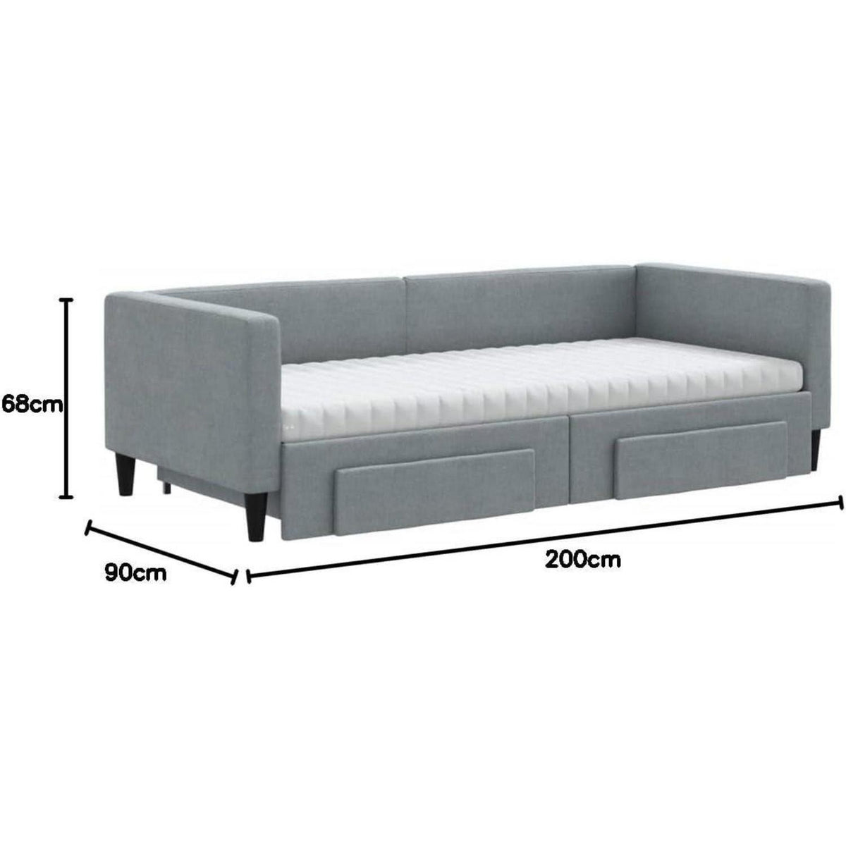 2-Sitzer Sofabett mit Bettkasten & Schublade, 90x200 cm