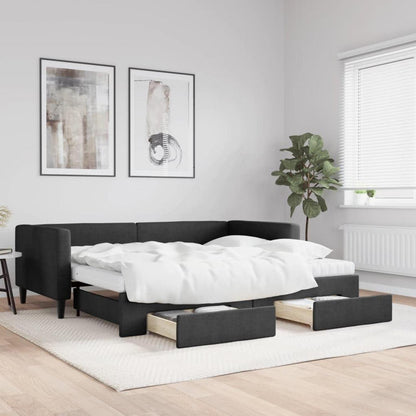 2-Sitzer Schlafsofa mit Bettkasten & Schublade, 90x200 cm