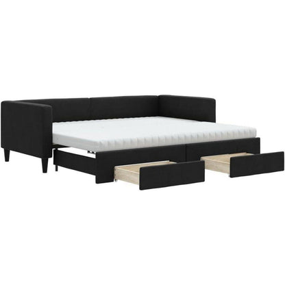 2-Sitzer Schlafsofa mit Bettkasten & Schublade, 90x200 cm