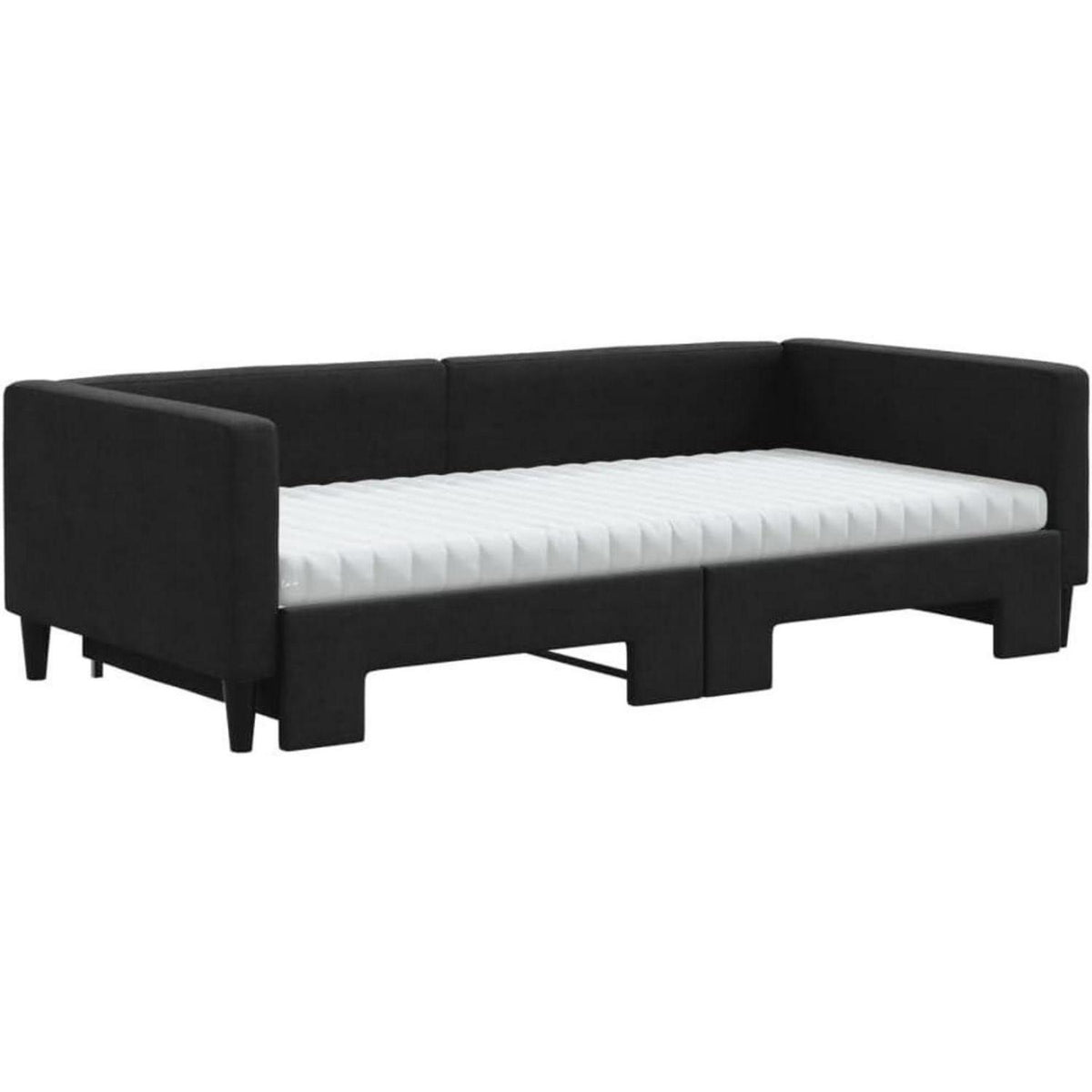 Tagesbett ausziehbar mit Matratze – 2-Sitzer-Schlafsofa 100x200 cm Schwarz