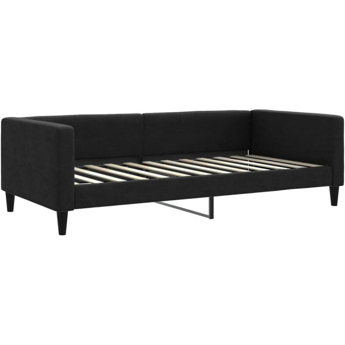 Tagesbett ausziehbar mit Matratze – 2-Sitzer-Schlafsofa 100x200 cm Schwarz