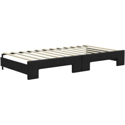 Tagesbett ausziehbar mit Matratze – 2-Sitzer-Schlafsofa 100x200 cm Schwarz