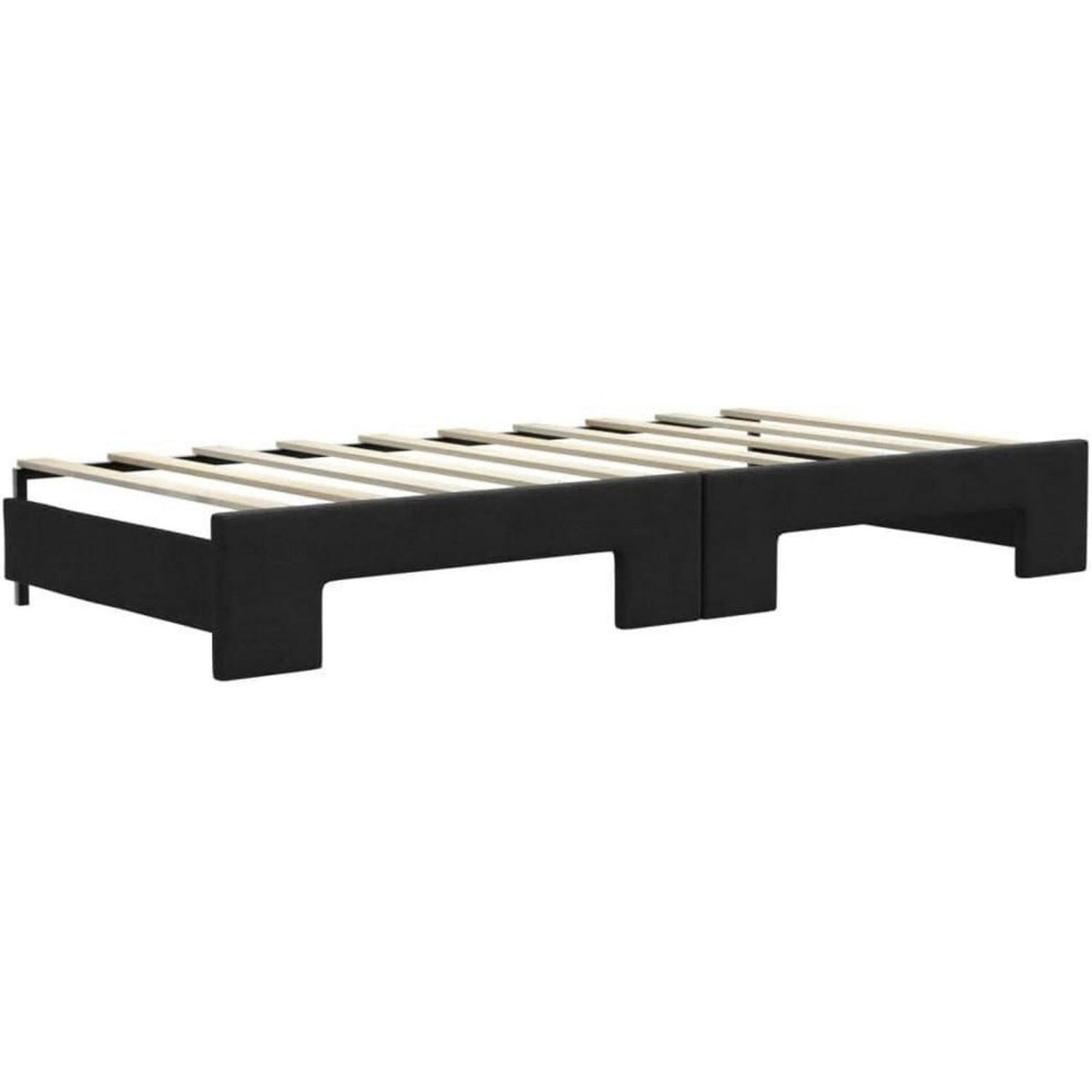 Tagesbett ausziehbar mit Matratze & Bettkasten – 90x190 cm Schwarz