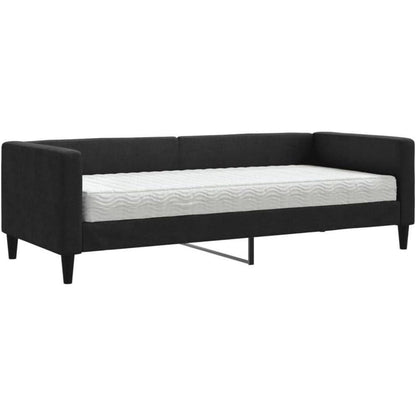Schlafsofa 2-Sitzer Schwarz – Bett mit Stauraum & Matratze