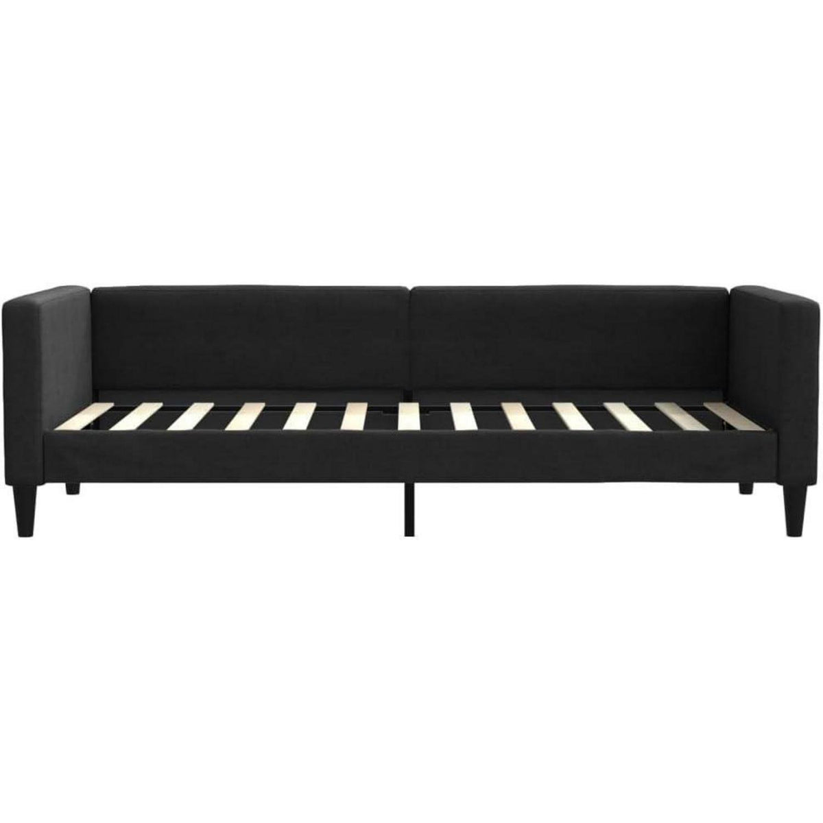 Schlafsofa 2-Sitzer Schwarz – Bett mit Stauraum & Matratze