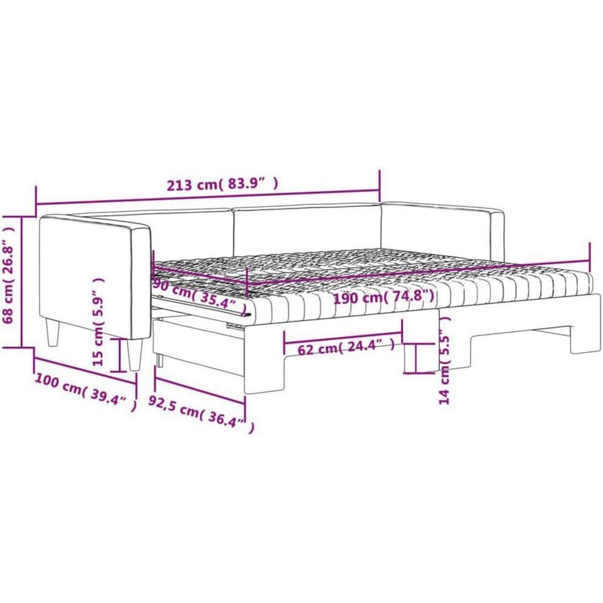 2-in-1 Schlafsofa mit Bettkasten & Matratze – Hellgrau 90x190 cm