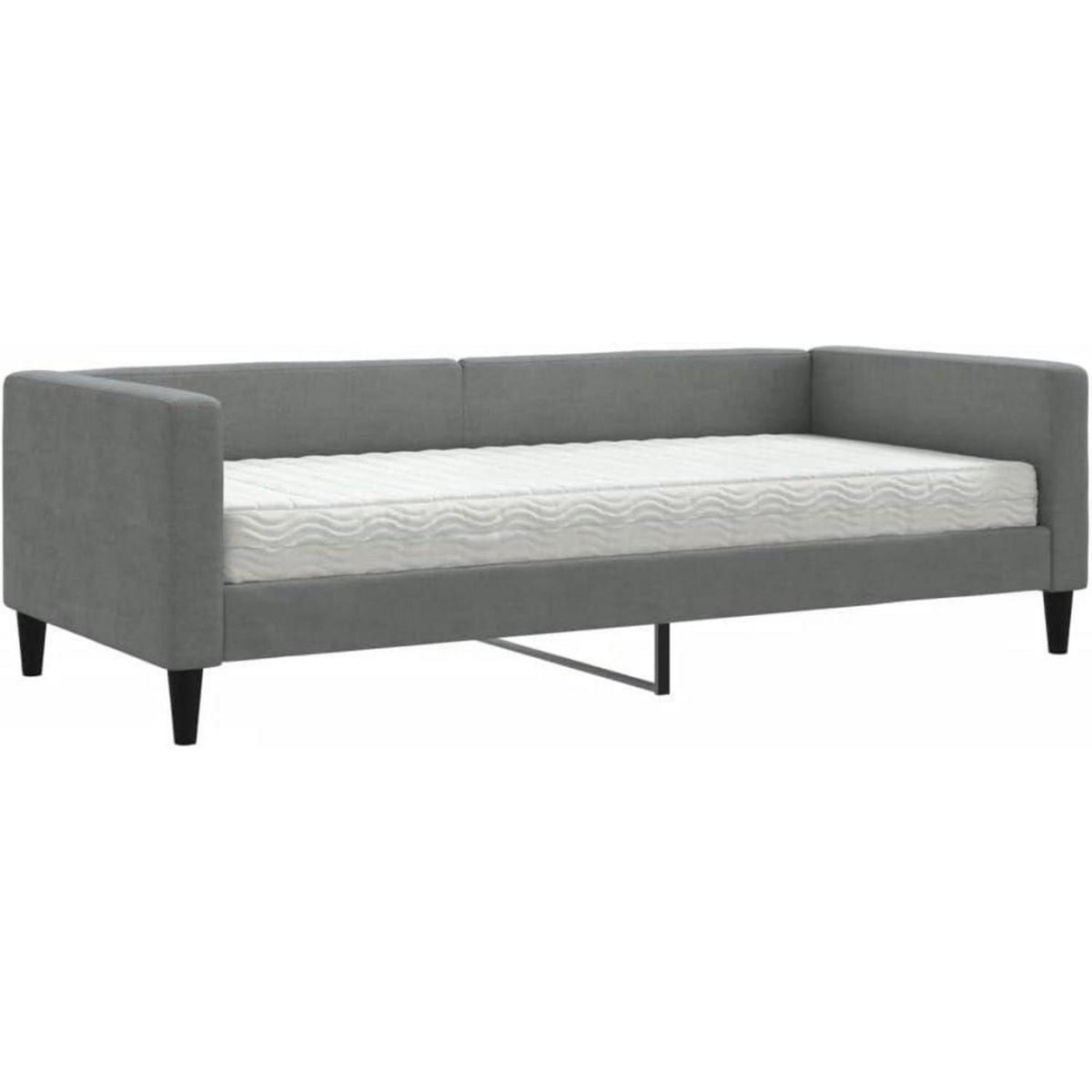 Schlafsofa 2-Sitzer Dunkelgrau 90x200 cm mit Matratze & Stauraum